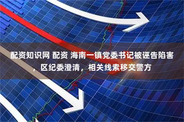 配资知识网 配资 海南一镇党委书记被诬告陷害，区纪委澄清，相关线索移交警方